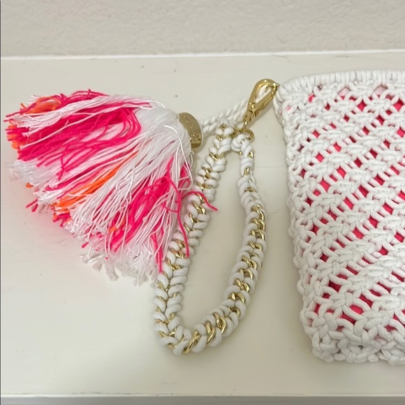 Lilly Pulitzer White and Pink Crochet Clutch - Picture 2 of 4